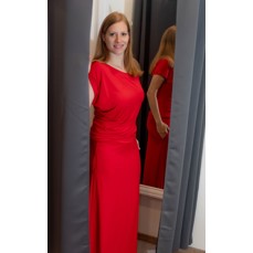 Asymetrické MAXI šaty, červená - 36