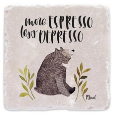 Mramorový podtácek "More espresso, less depresso"