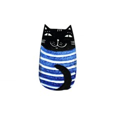 Brož smalt - kočka pruhovaná modrá