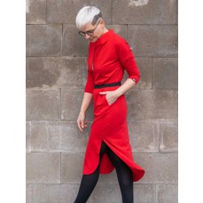 Košilové šaty ALANIS dlouhý rukáv/ červené - L/XL